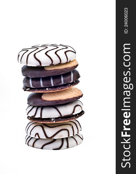 Stack of cookies isolated on a white background.