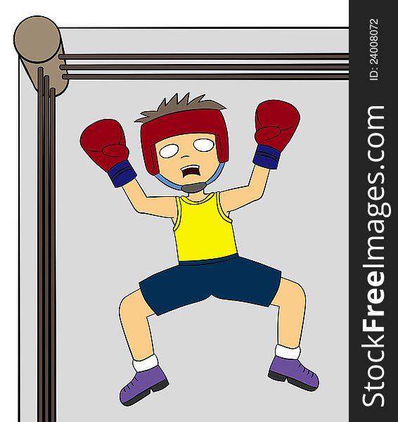 Funny illustration of a cartoon boxer knocked out from a fight. Funny illustration of a cartoon boxer knocked out from a fight