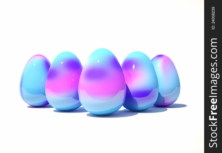 Eggs on a white background and the center of an Easter egg