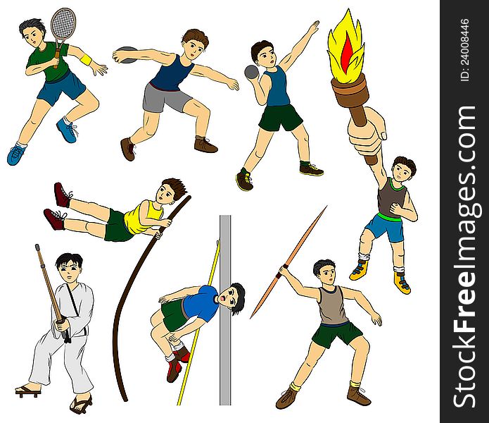 Illustration of a set of different sports players