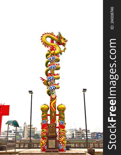 Chinese Dragon statue, Nakornsawan Park, Thailand.