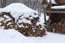Heap Of Wood Near Old Cottage Royalty Free Stock Images Heap Of Wood Near Old Cottage Royalty Free Stock Images