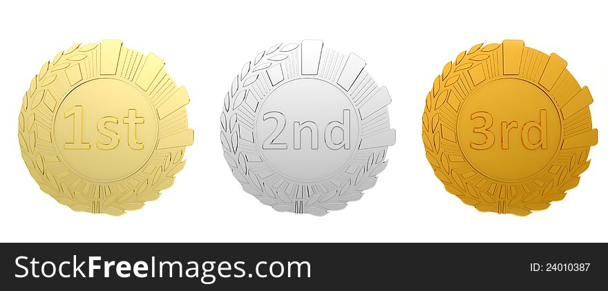 3d render of 3 medals