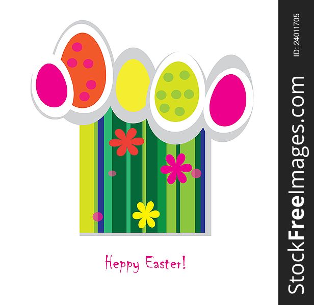 Bouquet of colorful flowers, and Easter egg and circles. Bouquet of colorful flowers, and Easter egg and circles