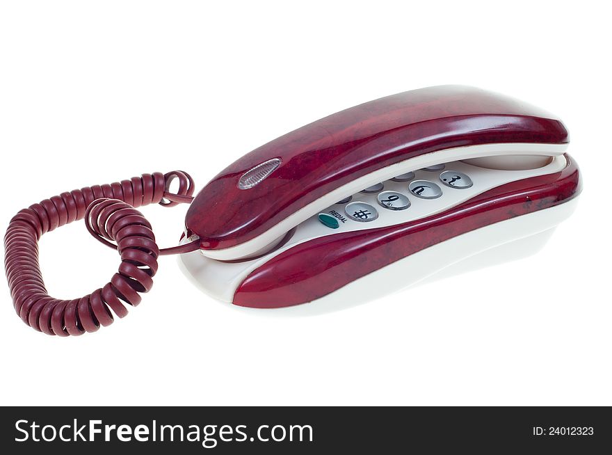 Red phone isolated on white background