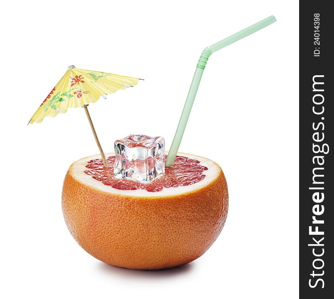 Grapefruit cocktail concept on white background