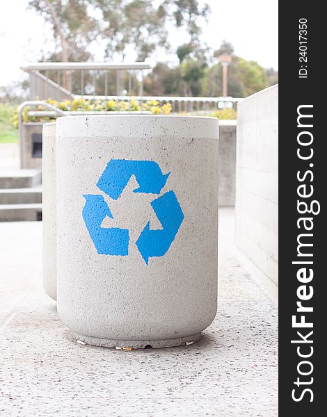 Concrete recycle bin in park