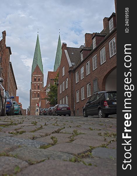View of ancient church in the city of Luebeck, Germany