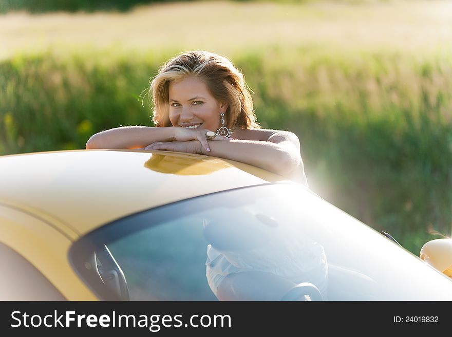 Portrait of a cute blonde enjoying the sun and nature. Portrait of a cute blonde enjoying the sun and nature