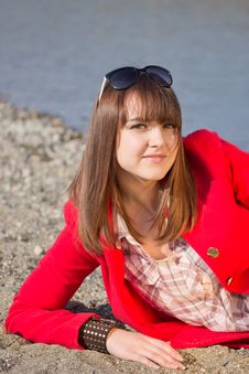 Girl In Red Coat Royalty Free Stock Image