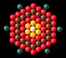 Colorful Snooker Balls Arrange In Hexagonal Shape Stock Photos