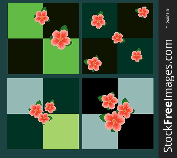 Seamless square patterns with spring flowers