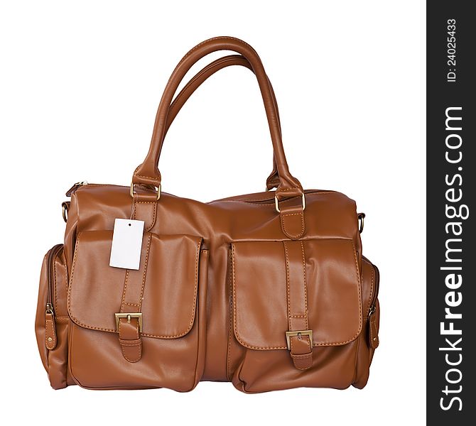 Brown leather handbag