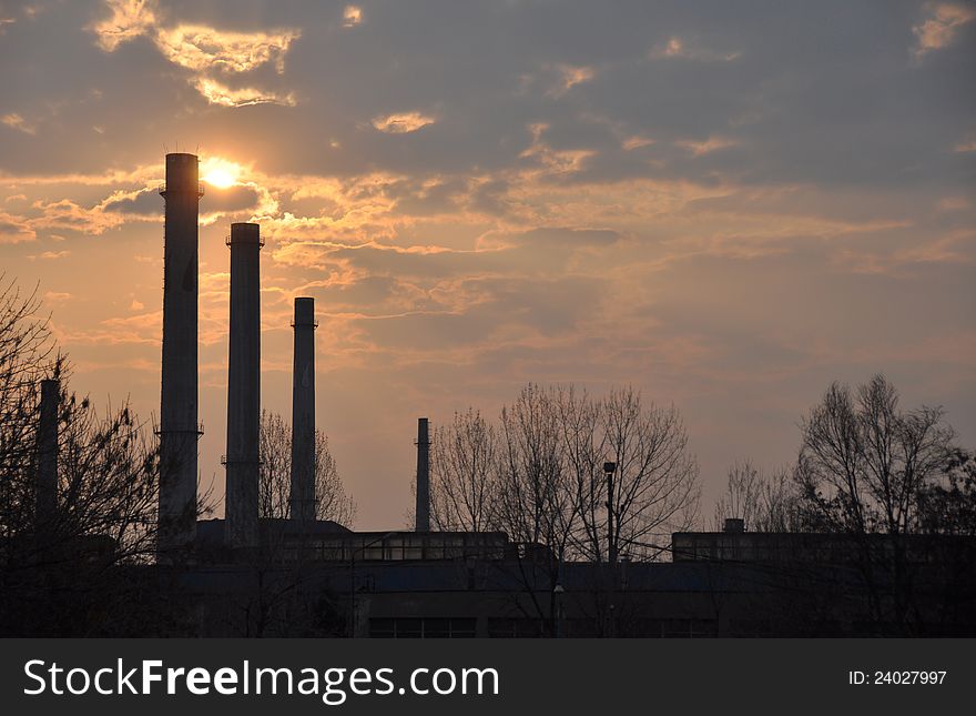 Chimney At Sunset