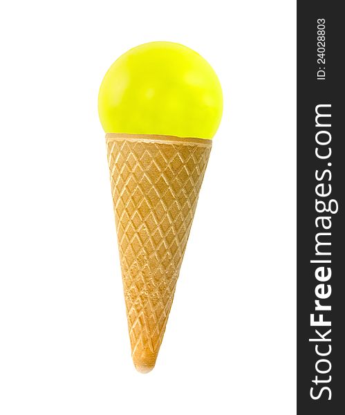 Ice cream scoops on cone  isolated on white background