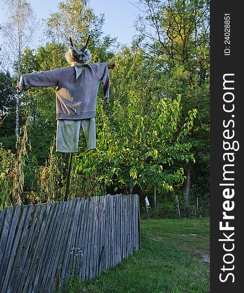 Scarecrow near a farm in Romania