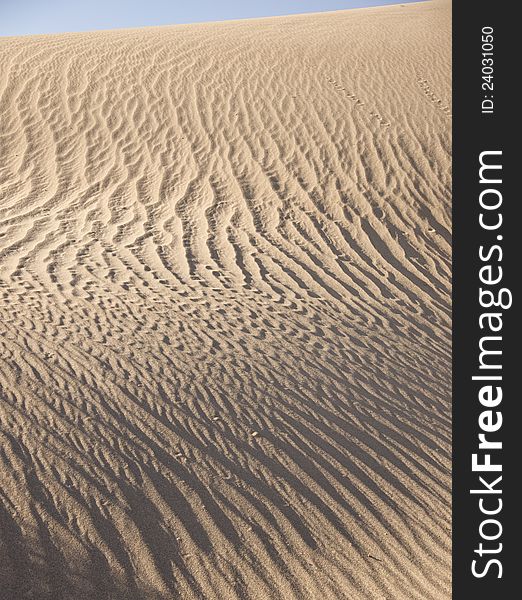 Beautiful sand ripple patterns on Death Valley sand dunes. Beautiful sand ripple patterns on Death Valley sand dunes