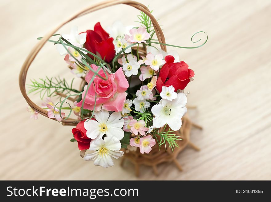 Dry flowers in a basket