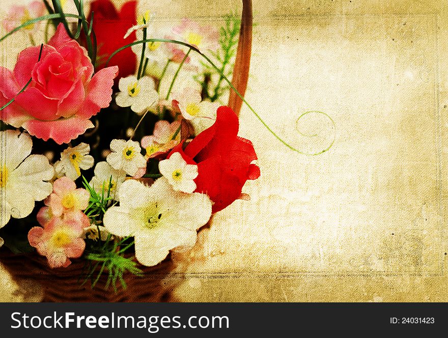 Dry flowers in a basket