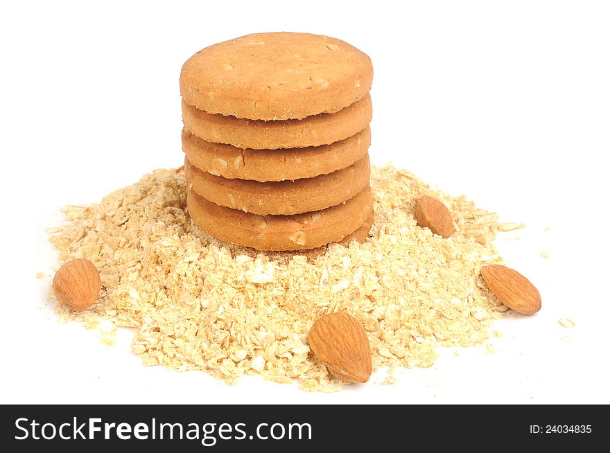 Biscuits made by oats flour on white background. Biscuits made by oats flour on white background