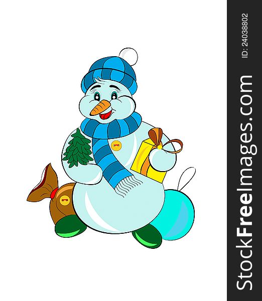 Attractive isolated snowman