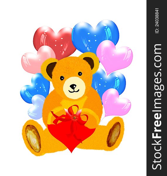 Pretty bear with balloons hearts. Pretty Teddy bears series. Pretty bear with balloons hearts. Pretty Teddy bears series