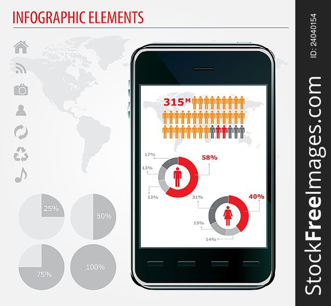 Mobile Infographics. Set Of Graphs And Chats