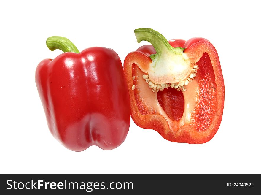 Fresh isolated red pepper. Red vegetables. Fresh isolated red pepper. Red vegetables