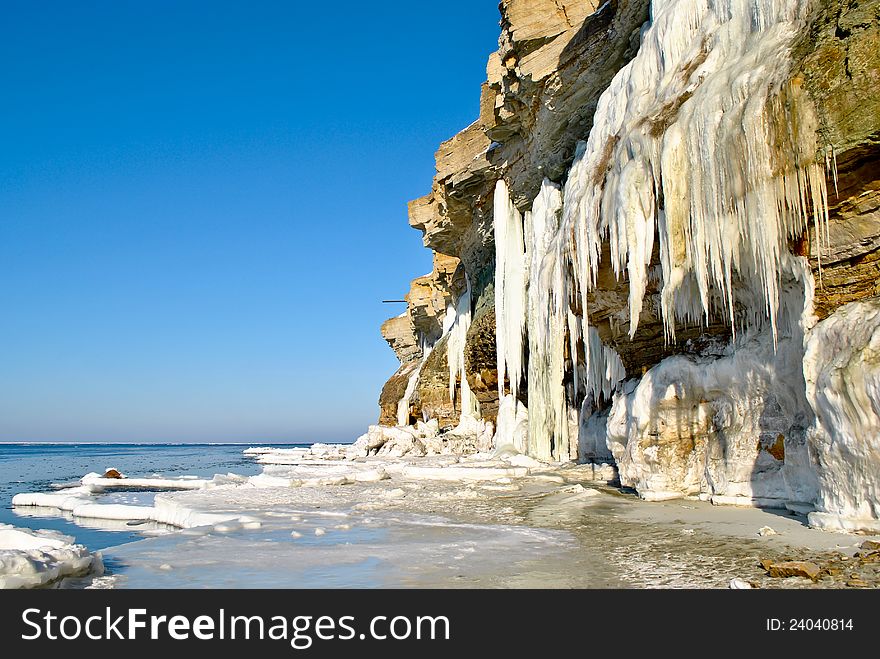 Paldiski cliff, Estonia, view from the ice