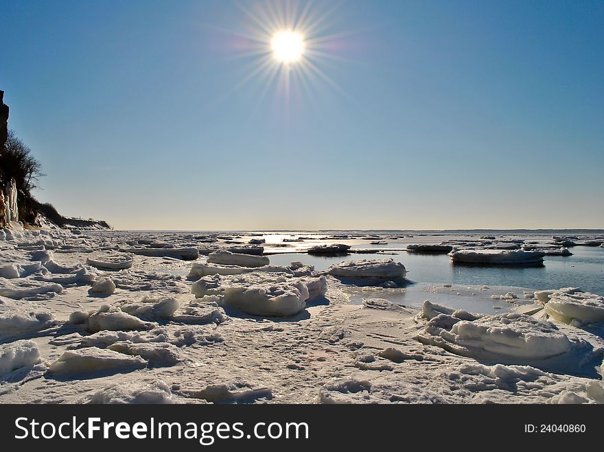 Icy view from sea level at Paldiski, Estonia