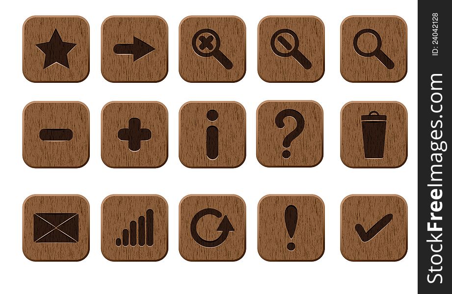 Wooden Icons Set