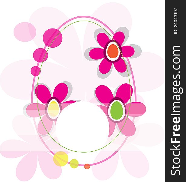 Pink egg with flowers and circles. Pink egg with flowers and circles