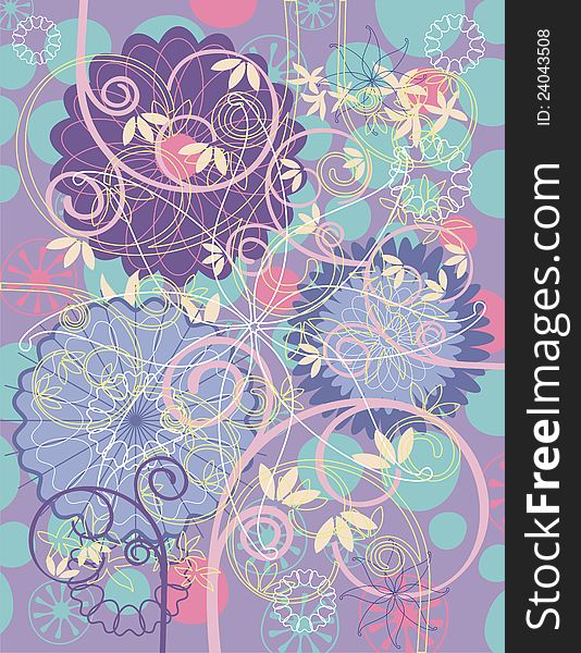 Greeting card background with various floral elements. Greeting card background with various floral elements