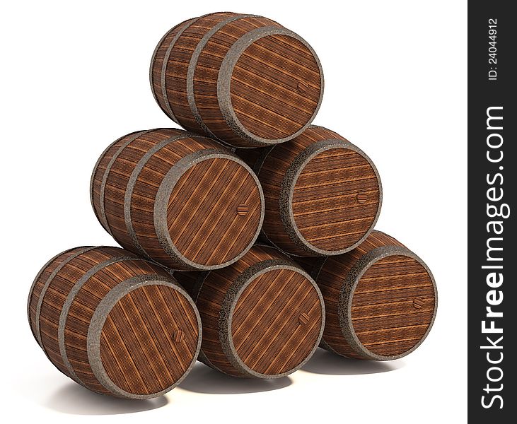 Old wooden barrels