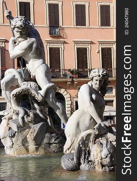 Fountain of Neptune in Navona Square. Rome. Fountain of Neptune in Navona Square. Rome