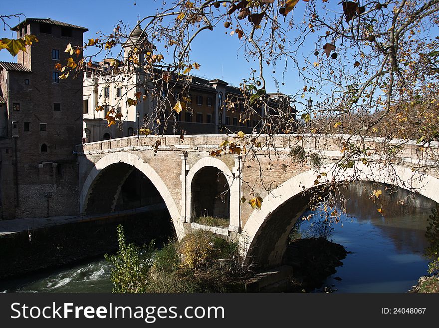 A picture of the Tiber Island in Rome