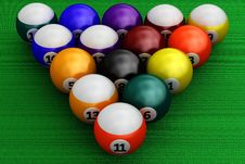 Colorful Pool Balls Over Green Royalty Free Stock Photography Colorful Pool Balls Over Green Royalty Free Stock Photography
