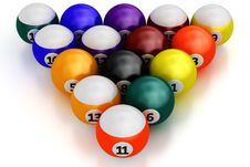 Colorful Pool Balls Over White Royalty Free Stock Image