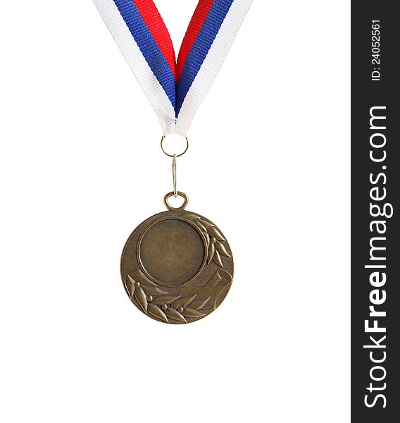 Bronze medal with empty spase for text on white background. Bronze medal with empty spase for text on white background