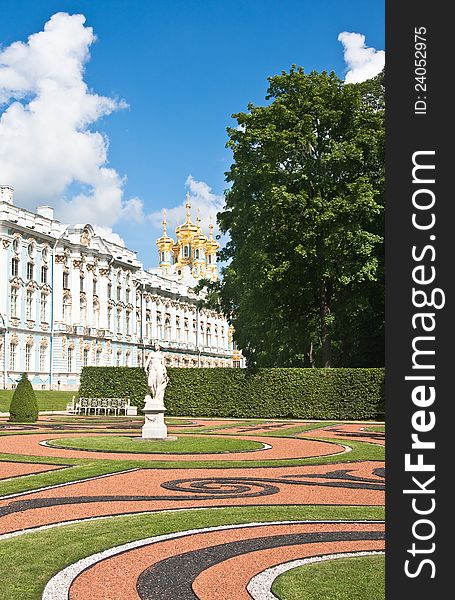 The Catherine Palace, located in the town of Tsarskoye Selo (Pushkin), St. Petersburg, Russia. The Catherine Palace, located in the town of Tsarskoye Selo (Pushkin), St. Petersburg, Russia