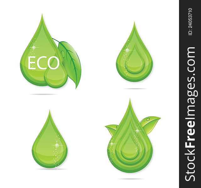 Elegance green drops water eco sign set