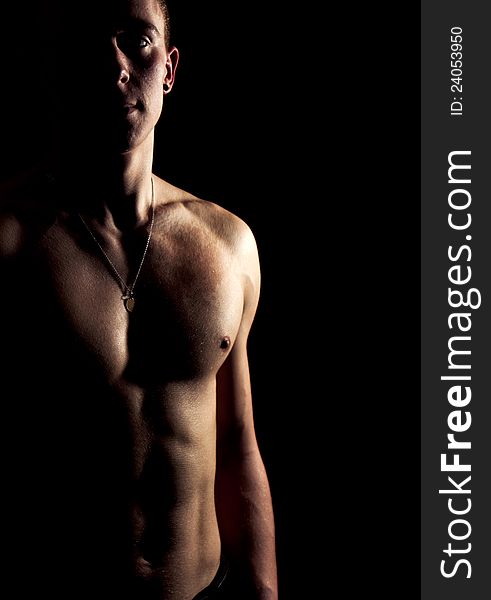 Silhouette of a beautiful male body sport relief. Silhouette of a beautiful male body sport relief