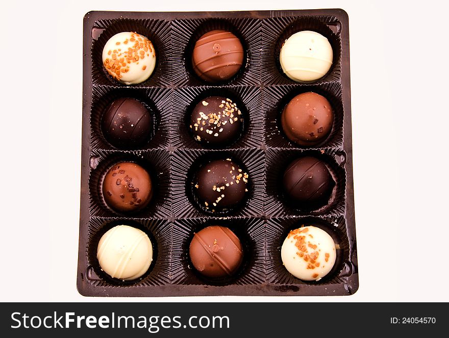 Pralines pack isolated on the white. Pralines pack isolated on the white