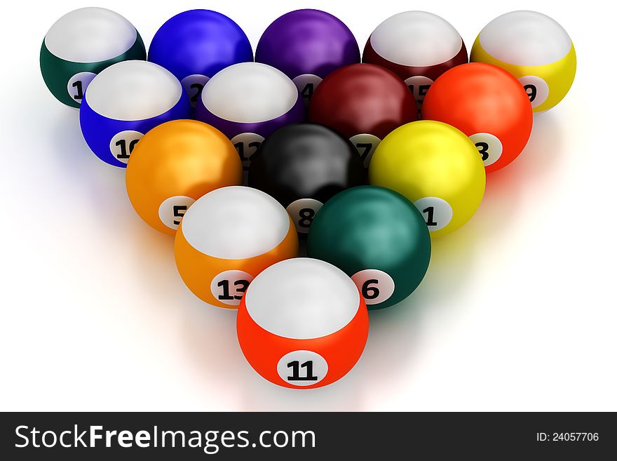 Colorful Pool Balls Over White