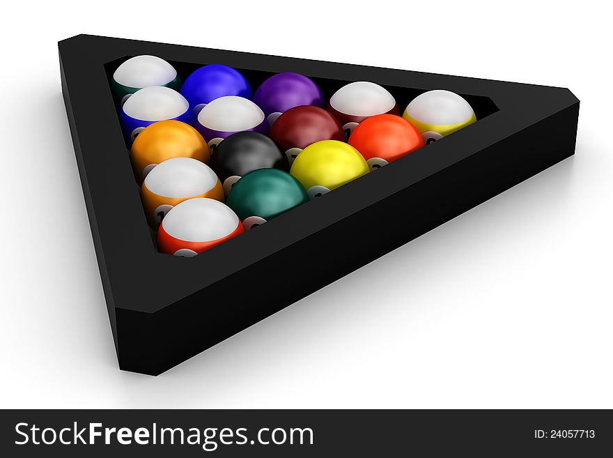 Colorful pool balls over white