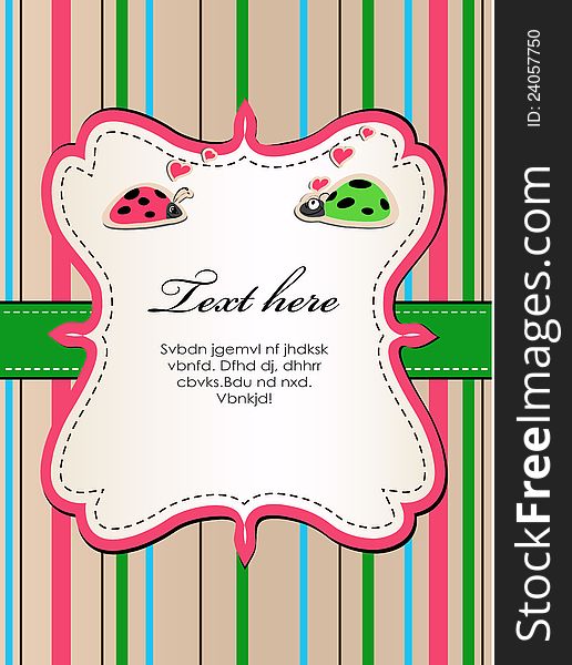 A striped background with ladybirds in love2. Eps8 vector illustration