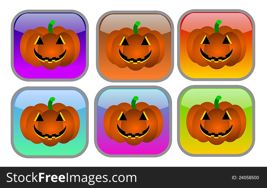 Halloween buttons with happy pumpkins