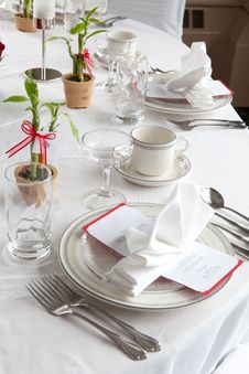 Wedding Table Set With Bamboo Royalty Free Stock Photos Wedding Table Set With Bamboo Royalty Free Stock Photos