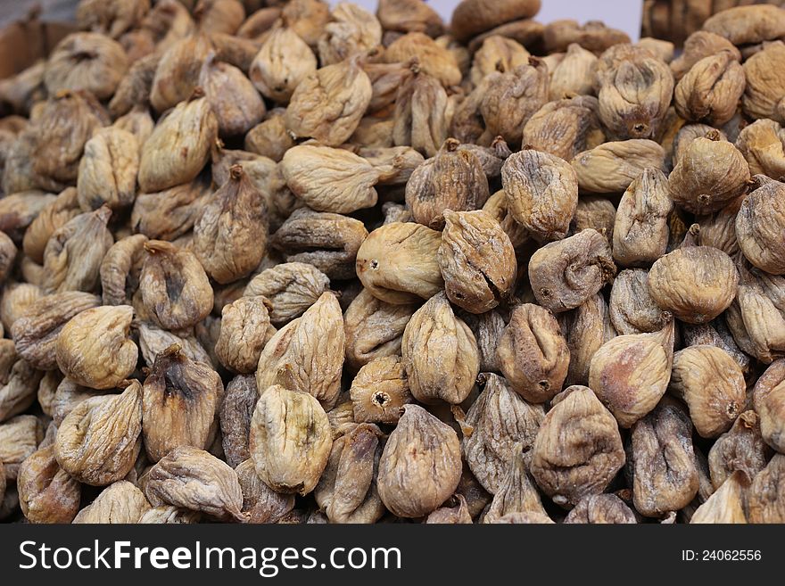 Textured background of dried figs