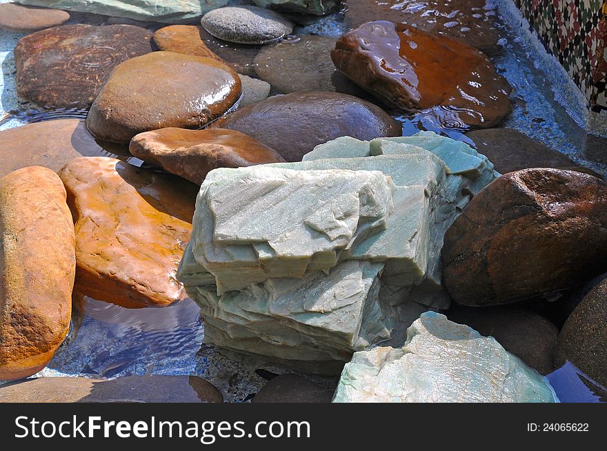 Rocks in a water fountain